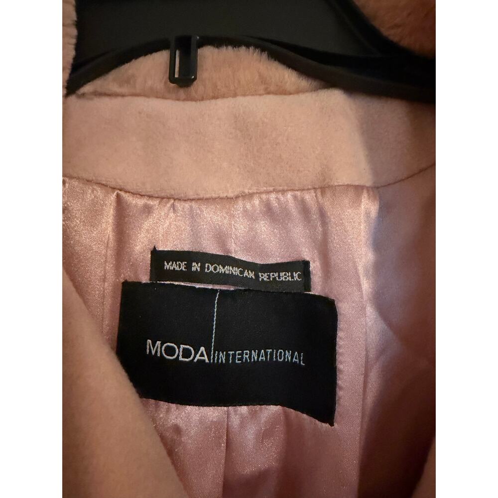 Vintage Y2K Moda International Pink Wool Fur Trim Overcoat Coat 6 - Picture 3 of 10